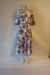 *Womens Veromia Occasions White Purple Off Shoulder Floral Maxi Dress 12