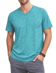 Architect V Neck T Shirt Large Aqua Blue Heather Short Sleeve Soft Unisex NWT