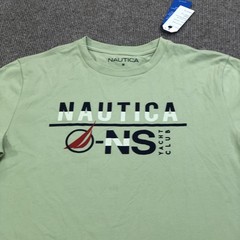 Nautica Shirt Mens Medium Green O-NS Yacht Club Graphic Tee Tagless Nautical