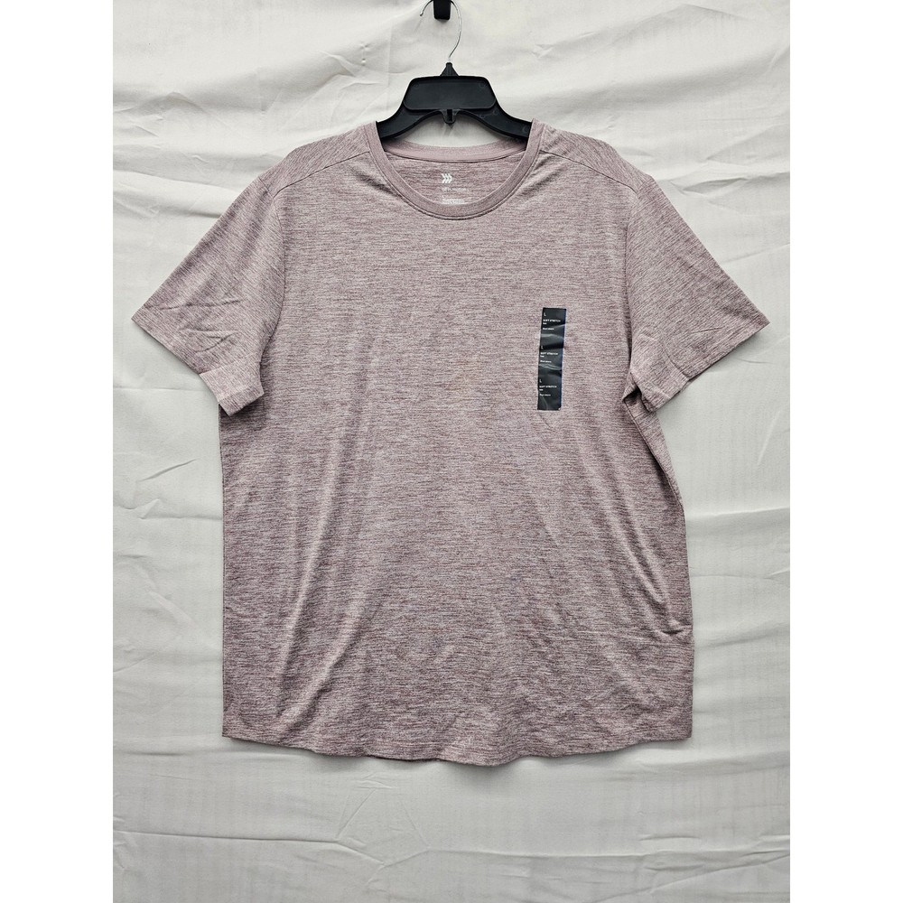 All in Motion Mens Soft Stretch T-Shirt Purple Heathered L Short Sleeve Crewneck
