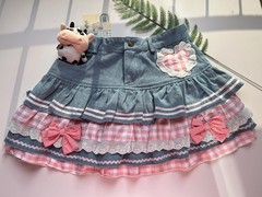 Preppy Lolita Skirt High Waist Denim Mini Y2K Cute Ball Gown – Sweet Fashion
