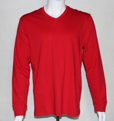 Club Room Men’s Red Performance Long-Sleeve V-Neck Cotton T-Shirt Size Large L