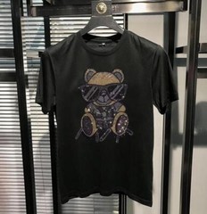 New Fashion Rhinestone Bear Short Sleeve Luxury Men T-Shirt All Sizes Plus Size