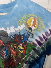 Grateful Dead Shirt Medium Tie Dye Casey Jones Train Liquid Blue 2011 Size Large