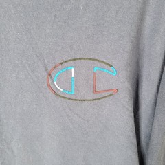 Champion Shirt Mens Large Blue Spellout Long Sleeve Athletic Crew Neck Cotton