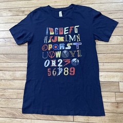 Bella Canvas ABC 123 Graphic T Shirt Men M Blue Alphabet Numeral Learning Print