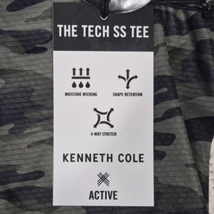 Kenneth Cole Men’s Active Tech Shirt S/S Stretch Breathable Soft Olive Camo