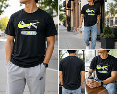 Nike Air Max T Shirt Men’s Small Black Neon Volt Graphic Tee NWT