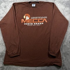 Vintage Mecca Denim Shirt Mens XL Brown Graphic Cotton Long Sleeve Streetwear