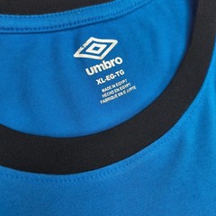 Umbro Mens XL Blue Ringer T-Shirt Logo Tape Shoulder Short Sleeve Crew Neck XL