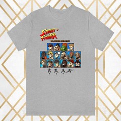 Street Fighter Character Select Retro Game Men’s Gray T-Shirt Size S – 3XL