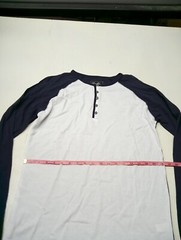 Blue Gear Apparel Long Sleeve Henley T-Shirt White & Navy Size Small New