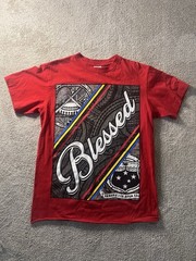 Shaka Wear Streetwear Essentials Red Blessed T-Shirt Large 100% Cotton