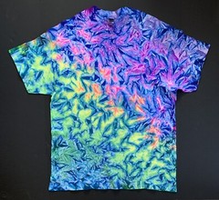 *New* 3XL & 4XL Handmade Tie Dye, Rainbow Indigo Cruncht Crinkle, Crew or V-Neck