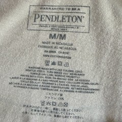 Pendleton T Shirt Mens M Graphic Cream Western Cowboy Woolen Mills Logo Tee