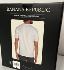 Banana Republic Men’s 3-Pack Essential V-Neck T-Shirts Tees WHITE MEDIUM Stretch
