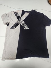 Armani Exchange Mens Black & Gray Graphic Tee- Size Large