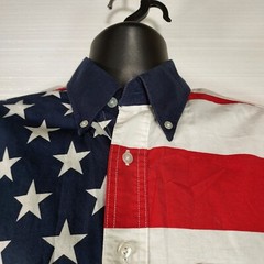 Ivy Crew Med Short Sleeve Men Dress Shirt 100% Cotton American Flag 4th July