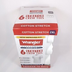 Wrangler Men Undershirts White Crew Neck Cotton Stretch Size 2XL Lot of 2 Packs