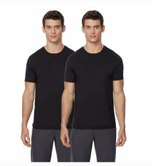 32 DEGREES Cool Mens 2 Pack Short Sleeve Crew Neck T Shirt (Large, Black)