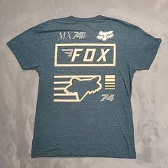 Fox Buckle B Premium Fit Shirt Mens Medium Blue Graphic Motocross MX74 Racing