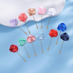 20 Pieces Elegant Rose Flower Men’s Lapel Pins Handmade Satin Flower Boutonni…