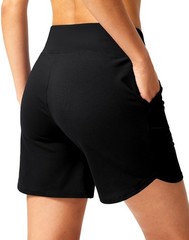 Women’s Athletic Shorts 6″ High Waisted Stretchy Bermuda Shorts for Women Qui…