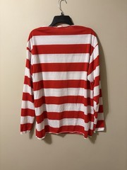 Where’s Waldo Men’s Red And White Striped Long Sleeve T Shirt Size L/XL