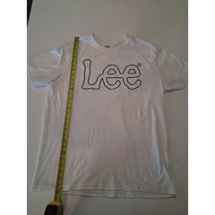 Lee Jeans Men’s White T-Shirt XL Wobbly Logo Graphic Tee – READ (Small Stain)