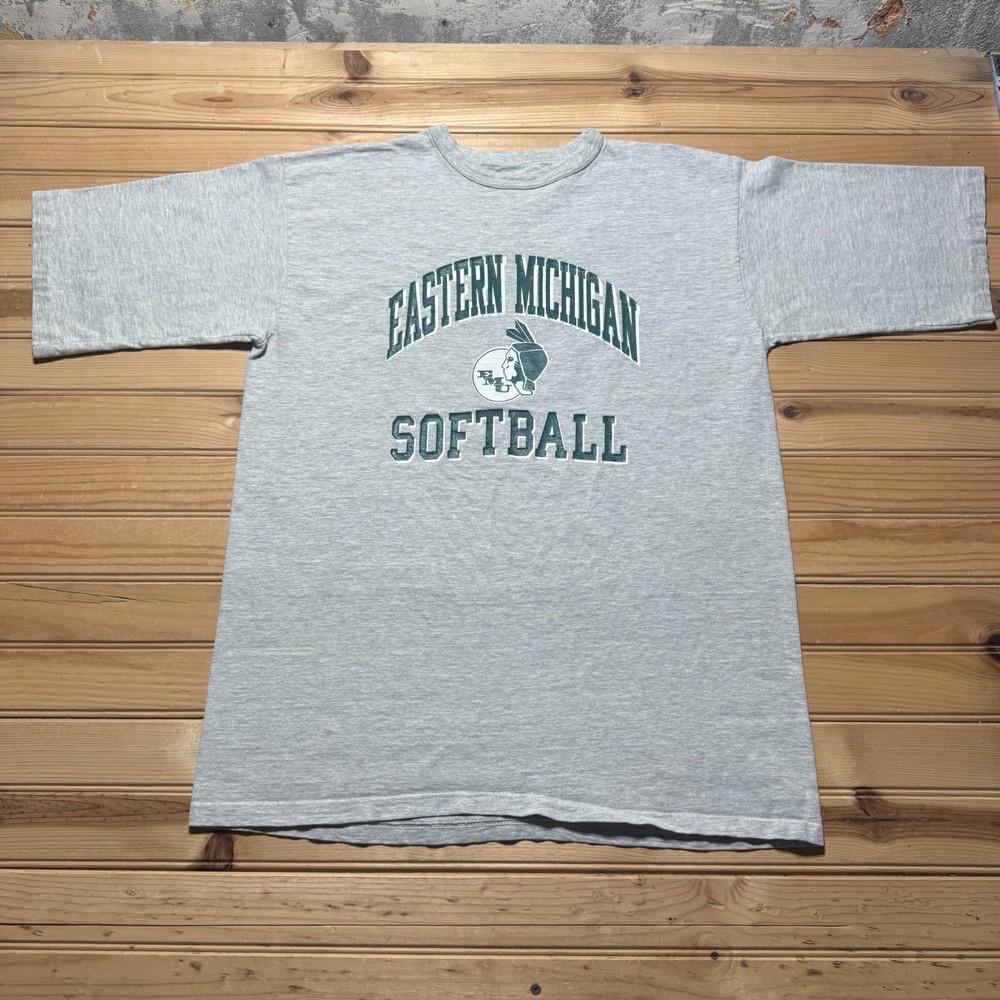 Vintage 80s Eastern Michigan Hurons Softball Sports Athletic T-Shirt – Large