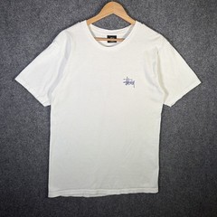 Vintage Stussy Shirt Mens Medium White Y2K Surf Skate Spellout Logo Cursive