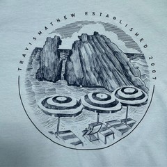 Travis Mathew T-Shirt Men’s XL Light Blue Graphic Short Sleeve Beach Summer EUC