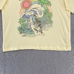 Billabong Oversized Tee Womens Small Skeleton Surfer Palm Trees Graphic Beach