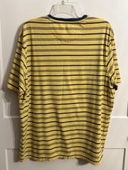 G.H. Bass & Co. T Shirt 2XL Yellow Blue Horizontal Striped Cotton Nautical Vaca