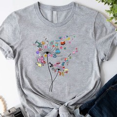 Cute Sewing Dandelion Flowers Shirt, Quilting Quilter T-Shirt Tee