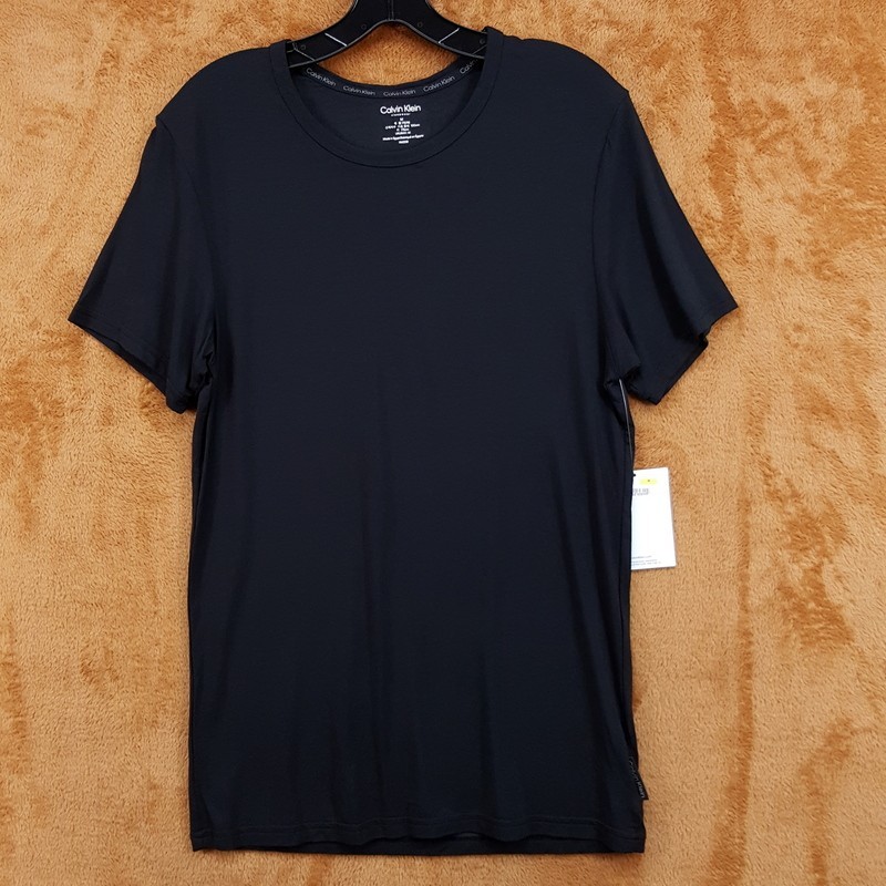 CALVIN KLEIN Shirt Mens Medium Black Pullover Crew Comfort Tee Ultra Soft Modern