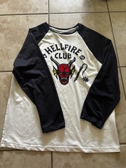 Hellfire Club Unisex 170 White/Black Raglan Long Sleeve Graphic Tee