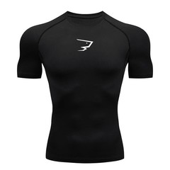 Short-Sleeved Muscle Exercise Fitness Running Elastic Round-Neck Men T-Shirt UK