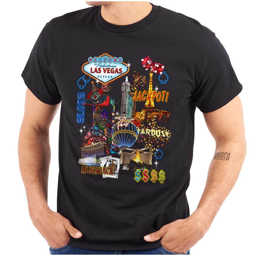 Las Vegas Strip Nevada Blackjack Jackpot Womens or Mens Crewneck T Shirt Tee
