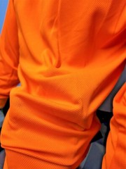 Hi Vis Long Sleeve Safety Shirt With Hoodie, Quick Dry Polyester Birdeye mesh