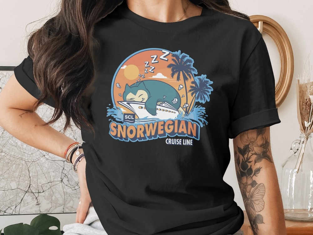 Snorwegian Cruise Line Funny Sleepy Parody T-Shirt Anime Inspired Gamer Tee Unis