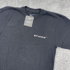 Space X Shirt Mens Small Black Crew Neck Short Sleeve Big Falcon Rocket New