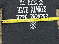 MY HEROES HAVE ALWAYS BEEN FARMERS T-Shirt Size Medium USA STRONG Gray V Neck