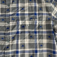 Huk Performance Fishing Shirt Mens XL Gray Blue Plaid Sailfish Short Sleeve Vent