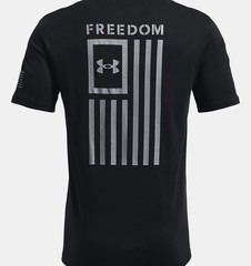 New UA Under Armour Freedom Flag Graphic T-Shirt in Black/Steel – Size M L XL