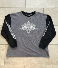 Vintage Harley Davison Two Tone Tribal Motorcycle Biker Long Sleeve Tee Shirt XL