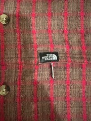 The North Face Mens Large Flannel Shirt Brown Red Plaid Button Up Long Sleeve