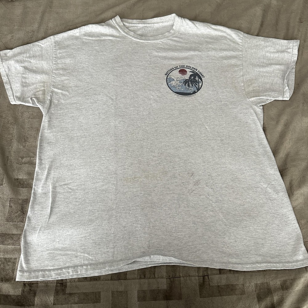 J. Galt Shirt Mens Large Gray Natives Of The Golden Coast Graphic Tee Back Print