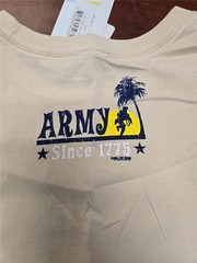 .= 7.62 US Army Men T-Shirt Sandbox Party Logo Large Cream Clr Preshrunk Cotton