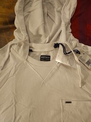 Buffalo David Bitton Men Katoni Short Sleeved Hooded T-Shirt White Large NWT